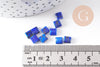 Perles rocaille carré verre rectangle bleu, perle carré création bracelet, perle tila,4.5mm,2 trous, x50 (G5476)