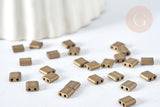 Perles rocaille carré verre rectangle bronze,création bracelet, perle tila,4.5mm,2 trous, x50 (4.8GR) (G7491)