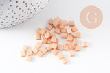 Perles rocaille carré verre rectangle orange clair,création bracelet, perle tila,4.5mm,2 trous, x50 (4.8GR) (G7490)