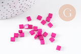 Perles rocaille carré verre rectangle rose façon tila 4.5mm 2 trous, x50 (G7485)