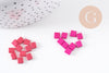 Perles rocaille carré verre rectangle rose façon tila 4.5mm 2 trous, x50 (G7485)