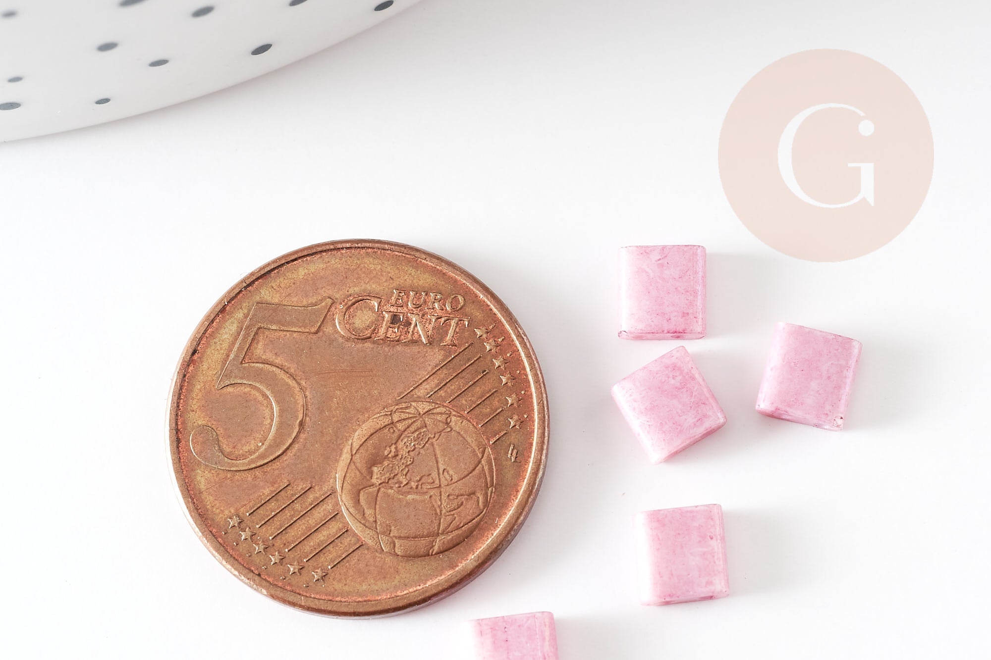 Perles rocaille carré verre rectangle rose nacré façon tila 2 trous 4.5mm, x50 (4.8GR) (G7750)
