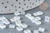 Perles rocaille carré verre rectangle transparent irisé, création bracelet, perle tila,4.5mm,2 trous, x50 (4.8GR) (G7487)