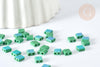 Perles rocaille carré verre rectangle vert irisé,création bracelet, perle tila,4.5mm,2 trous, x50 (4.8GR) (G7483)