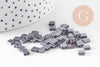Perles rocaille carré verre rectangle violet irisé opaque tila, 4.5mm,2 trous, x50 (G6311)