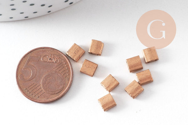 Perles rocaille carrées verre carré Tila bronze 5mm/2 trous, x50 (G5483)