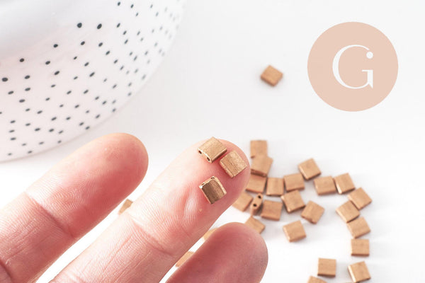 Perles rocaille carrées verre carré Tila bronze 5mm/2 trous, x50 (G5483)