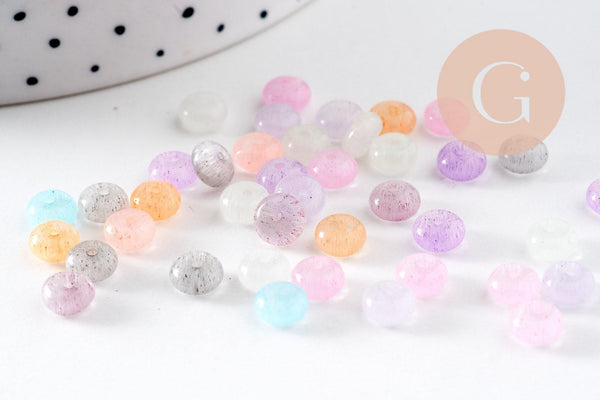 Perles rocaille rondelle multicolore pastel 6x33mm, x10gr (G10883)