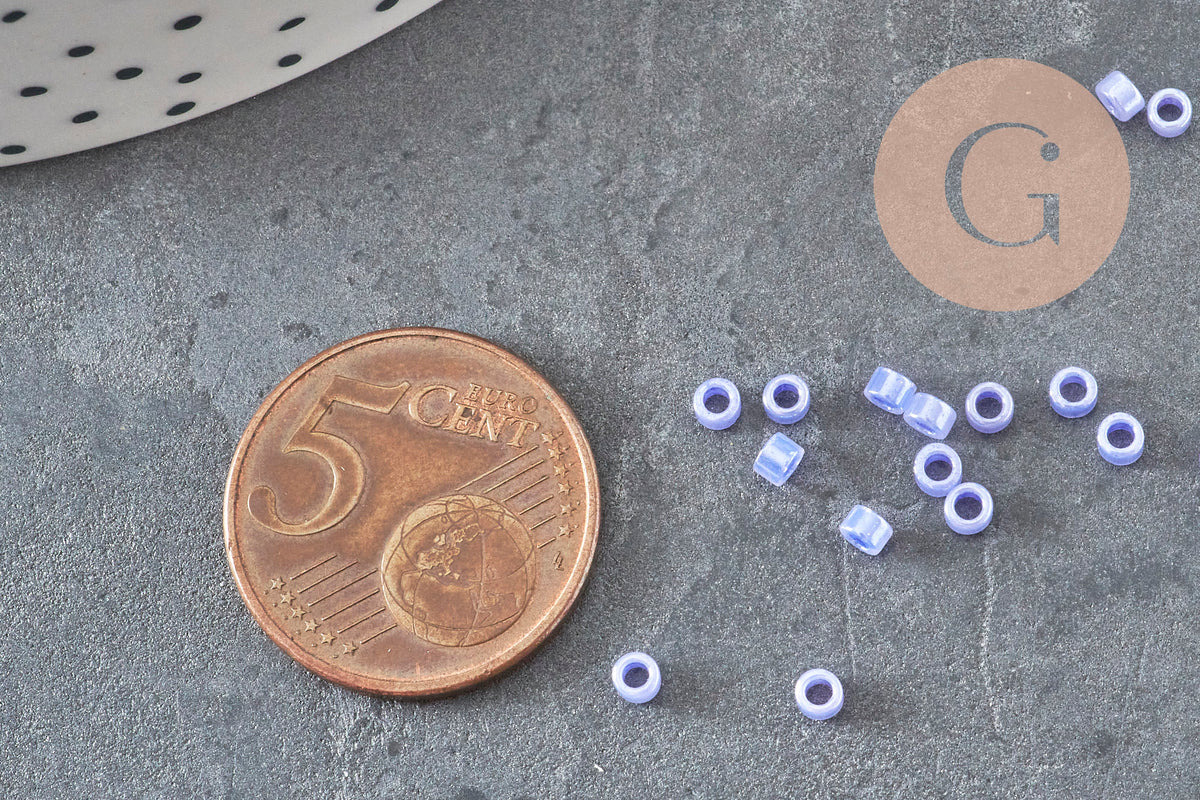 Perles rocaille tube verre bleu transparent 2.5mm, x1 sachet de 8g (G11401)-Perles-Gingerlily Perles