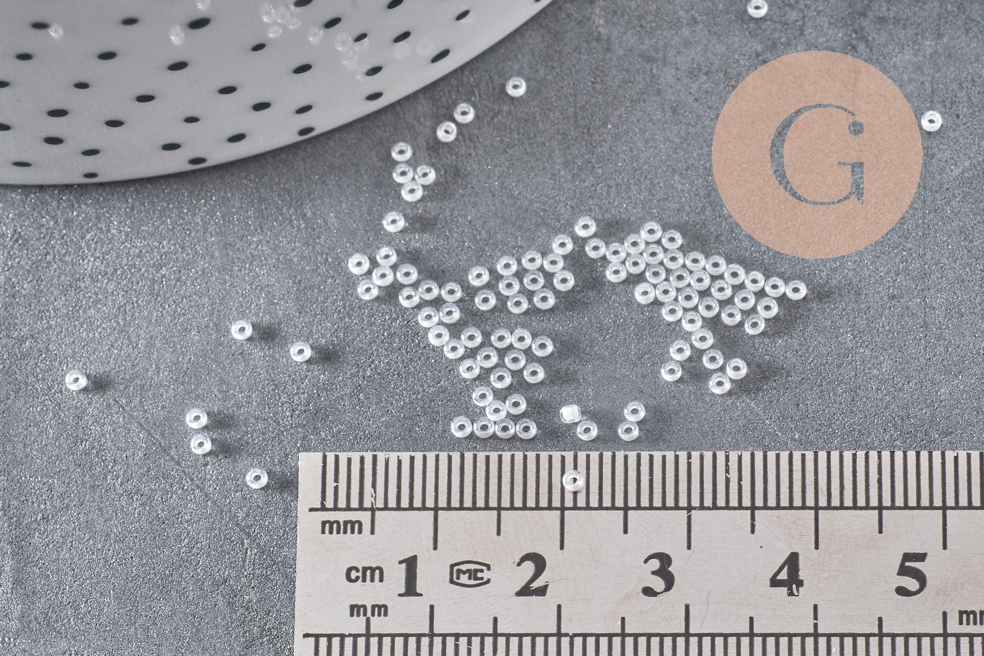 Perles rocailles Miyuki blanc nacré, Perles de rocaille japonaise White Lined Crystal ,perle rocaille perlage,15/0, 1.5mm, Sachet 10g (G3954)