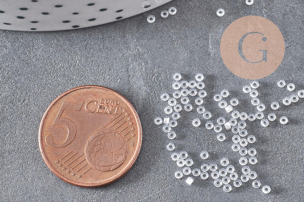 Perles rocailles Miyuki blanc nacré, Perles de rocaille japonaise White Lined Crystal ,perle rocaille perlage,15/0, 1.5mm, Sachet 10g (G3954)