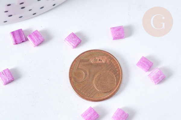 Perles rocailles carrées en verre rose lila 4.5mm 2 trous x 50 (G7484)