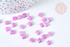 Perles rocailles carrées en verre rose lila 4.5mm 2 trous x 50 (G7484)