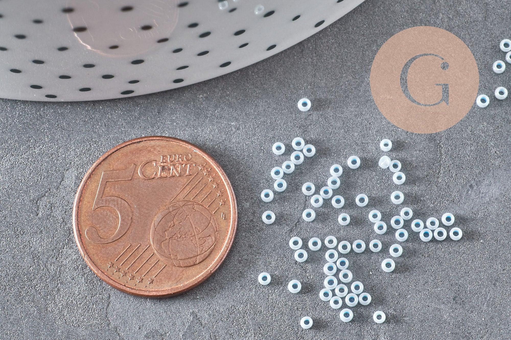 Perles rocailles miyuki bleu ciel, Perle rocaille japonaise Aqua Lined White Pearl ,perle rocaille perlage,15/0, 1.5mm, Sachet 10g (G3951)