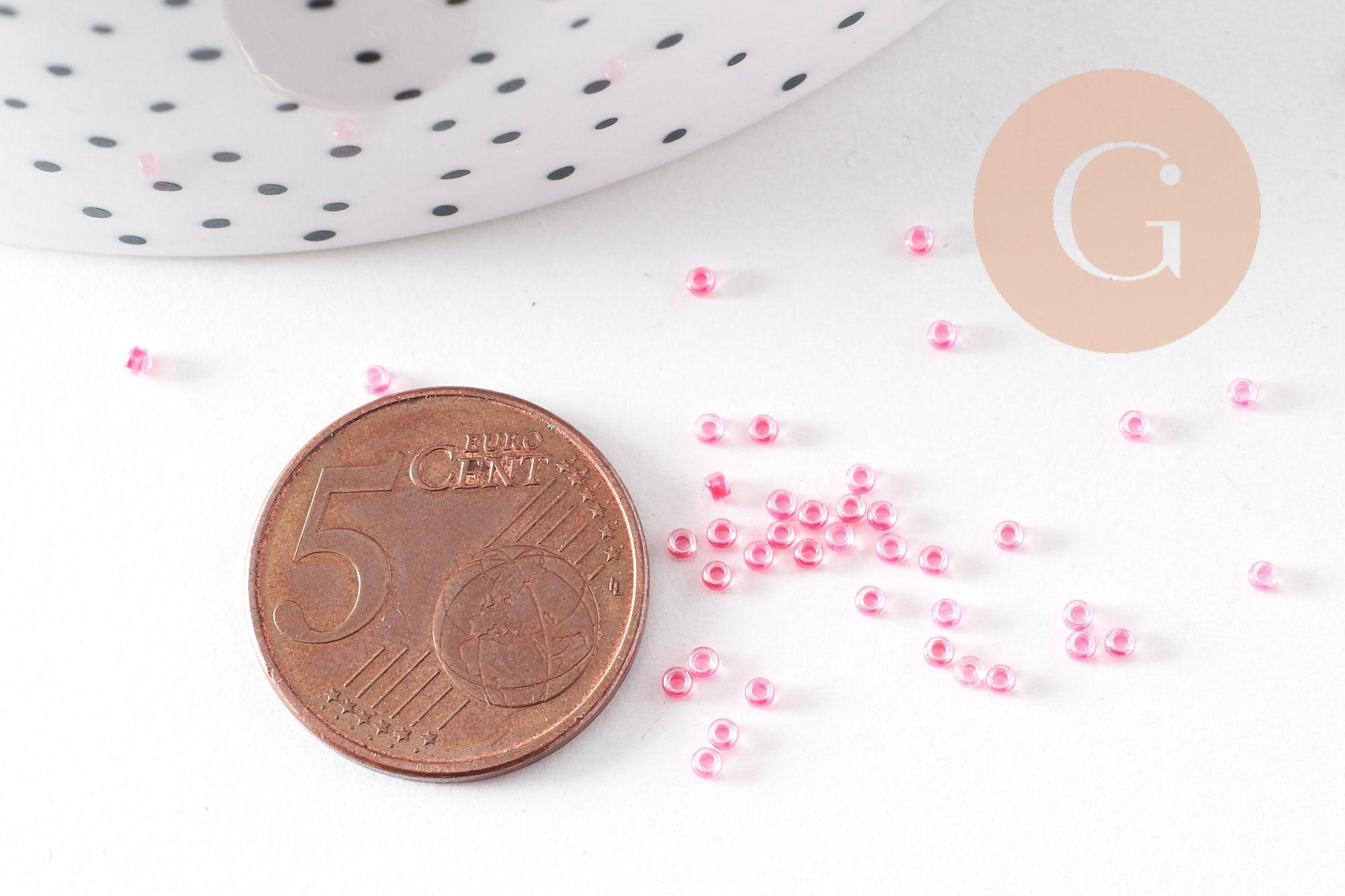 Perles rocailles miyuki rose, Perle rocaille japonaise Fuchsia Lined Crystal ,perle rocaille perlage,15/0, 1.5mm, Sachet 10g (G3956)