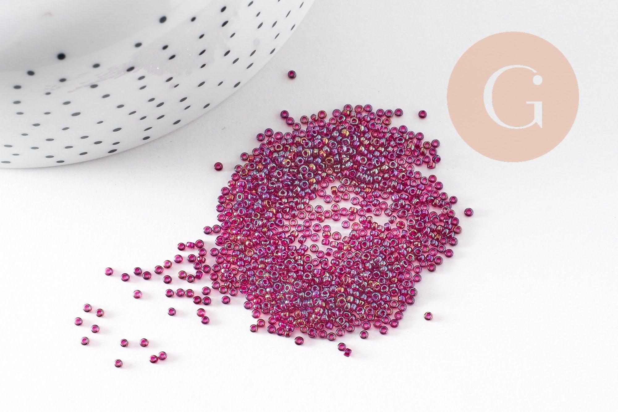 Perles rocailles miyuki violet transparent, Perles de rocaille japonaise Spkl Fuchsia Lined Amethyst, perlage,15/0, 1.5mm, Sachet 10g (G3958)