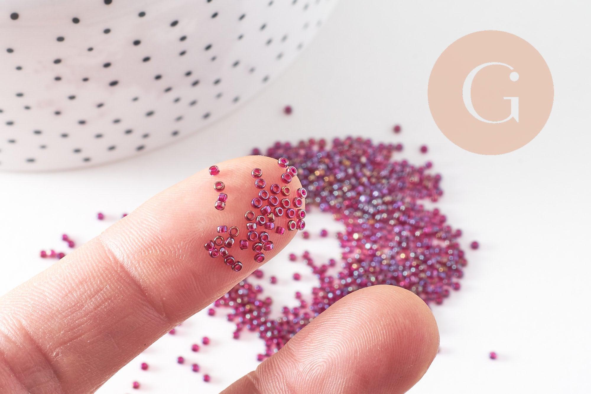 Perles rocailles miyuki violet transparent, Perles de rocaille japonaise Spkl Fuchsia Lined Amethyst, perlage,15/0, 1.5mm, Sachet 10g (G3958)