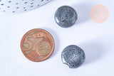 Perles ronde porcelaine grise, création bijoux,1.5cm, x5 (G1016)
