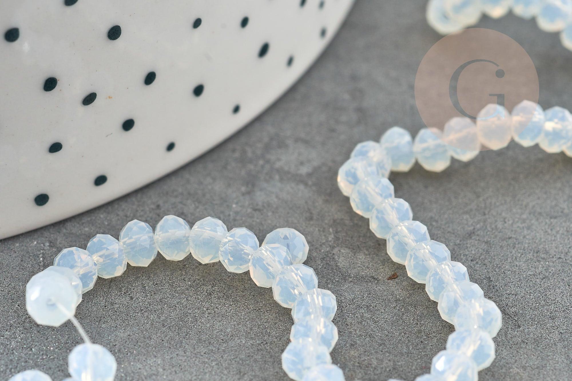 Perles rondelle abacus verre opalite 4x3mm, perles verre facetté cristal x1 GR (G9703)