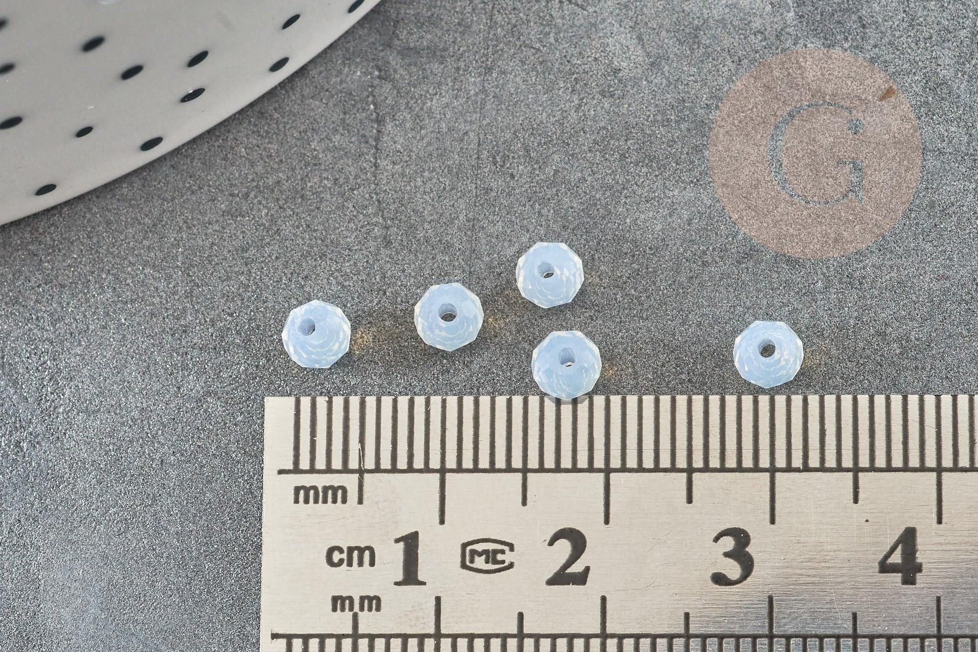 Perles rondelle abacus verre opalite 4x3mm, perles verre facetté cristal x1 GR (G9703)