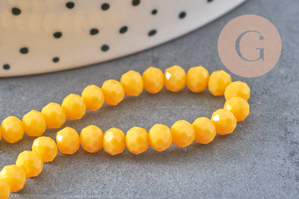 Perles rondelle cristal jaune 4x3mm, fil de 41 cm, x1 (G4072)