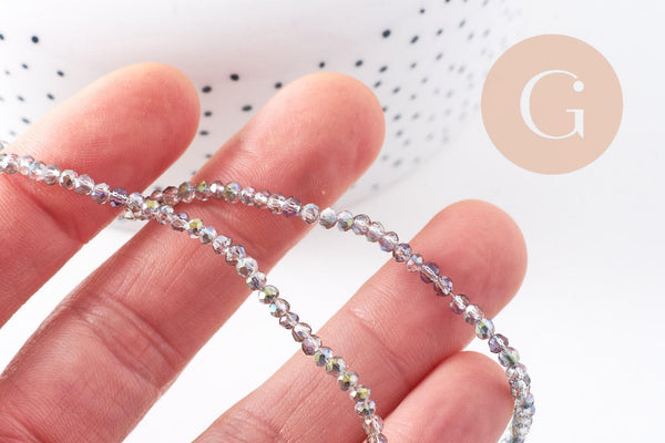 Perles rondelle gris irisé 2.5mm, x1 fil de 31cm (G0621)