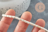 Perles rondelles howlite blanche synthétique ,pierre heshi en howlite synthétique, fil de 40cm, 5x3mm, x1 (G5569)
