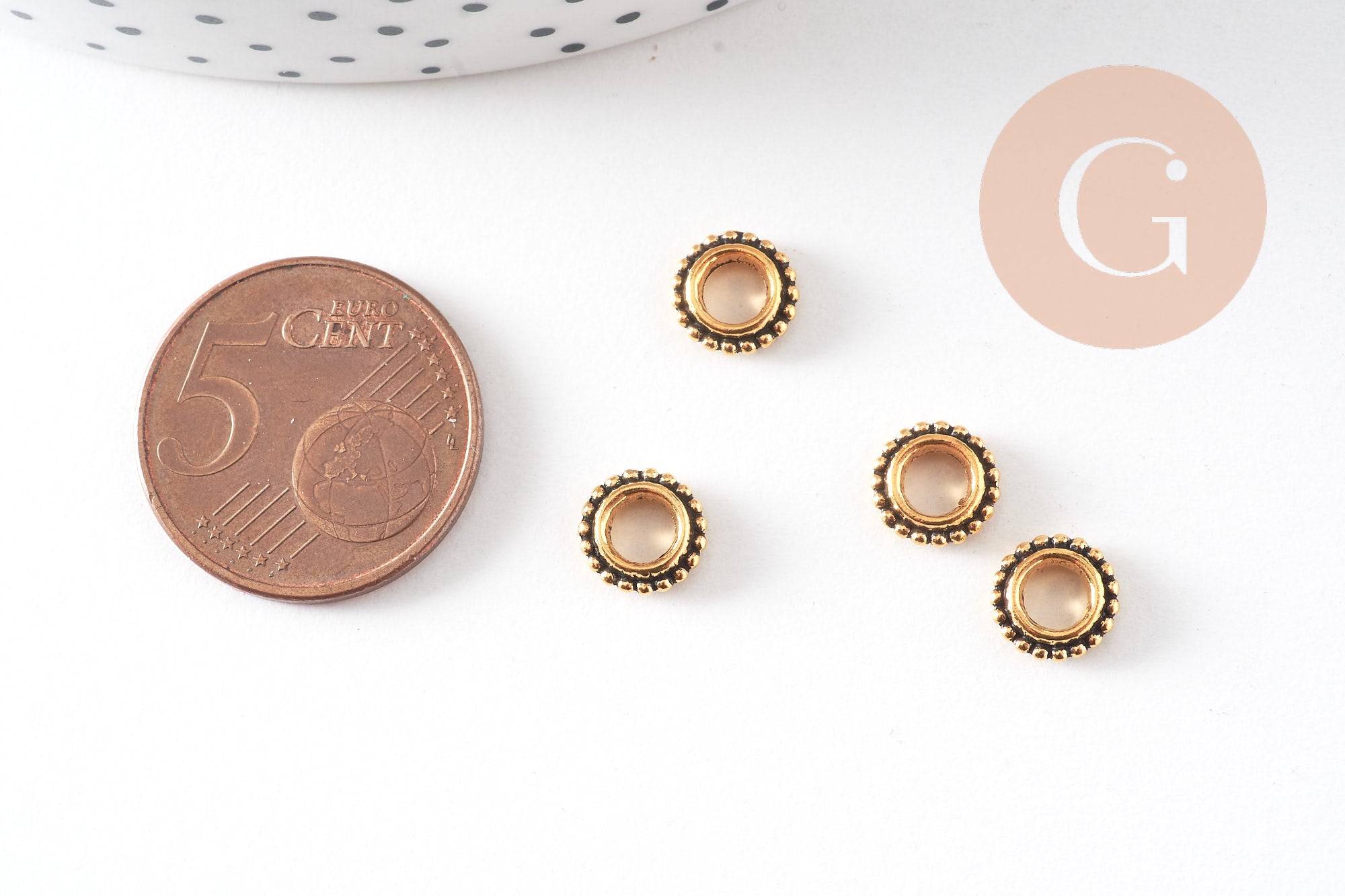 Perles rondelles intercalaires zamac doré antique 8mm, x50 (G10816)