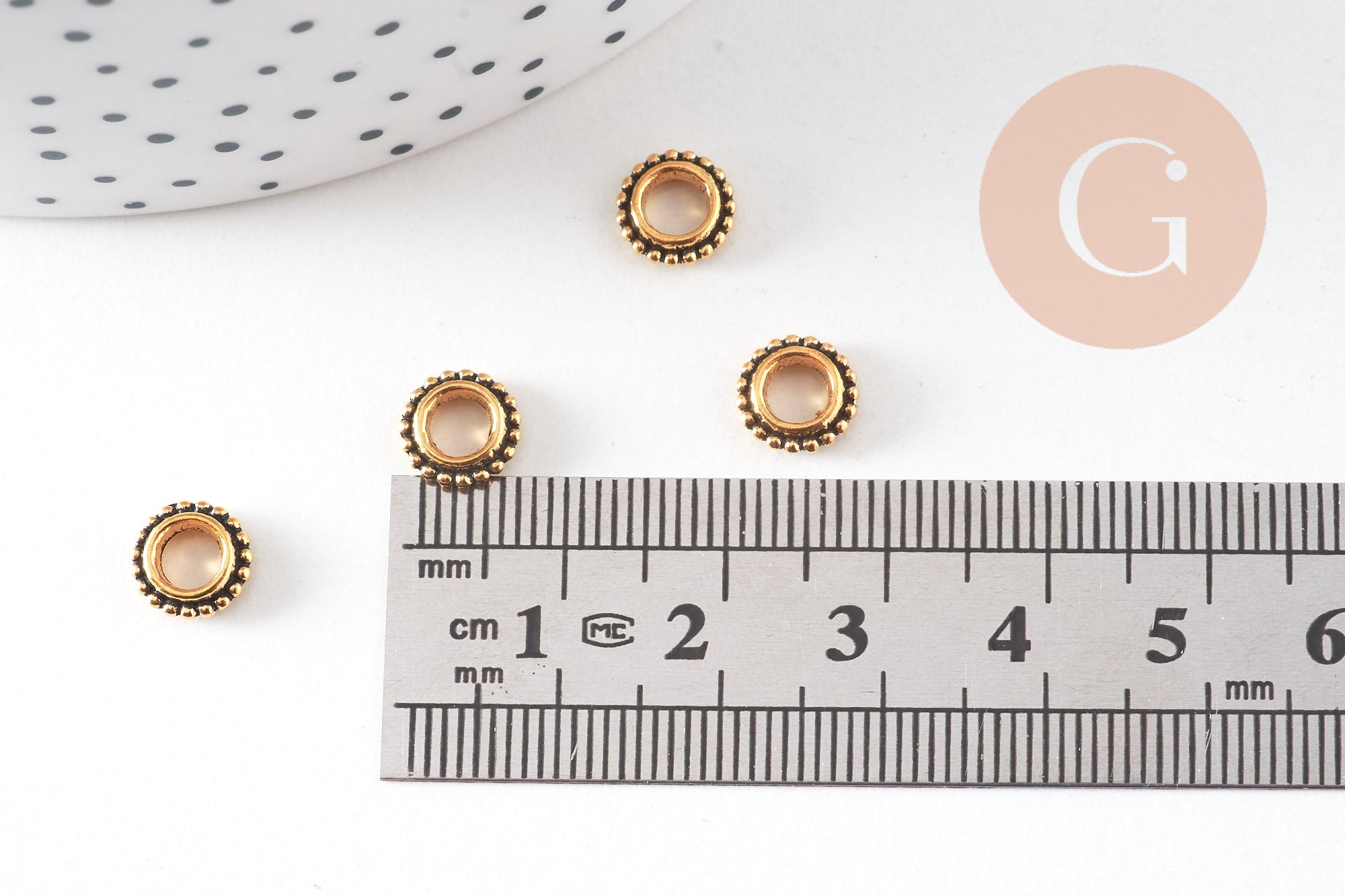 Perles rondelles intercalaires zamac doré antique 8mm, x50 (G10816)