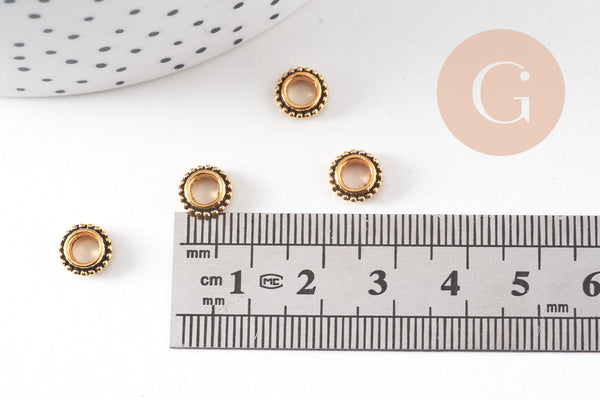 Perles rondelles intercalaires zamac doré antique 8mm, x50 (G10816)