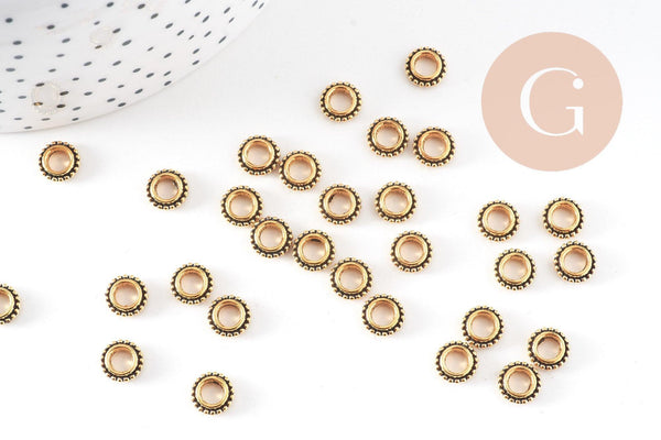 Perles rondelles intercalaires zamac doré antique 8mm, x50 (G10816)