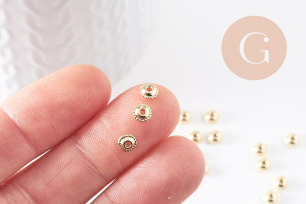 Perles rondelles soucoupe intercalaires zamac doré 5mm, x20 (G10095)