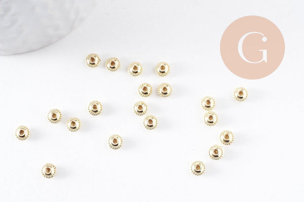Perles rondelles soucoupe intercalaires zamac doré 5mm, x20 (G10095)