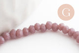Perles rondelles verre facettées mauve 3x2mm, création bijoux cristal, fil de 43cm, x1 (G9132)