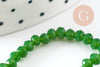 Perles rondelles verre opaque facettées vert 3.5x2.5~3mm, création bijoux cristal DIY, fil de 35cm X1 (G3907)
