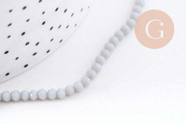 Perles rondelles verre transparente facettées 3.5x2.5mm, x1 fil de 32cm (G8262)