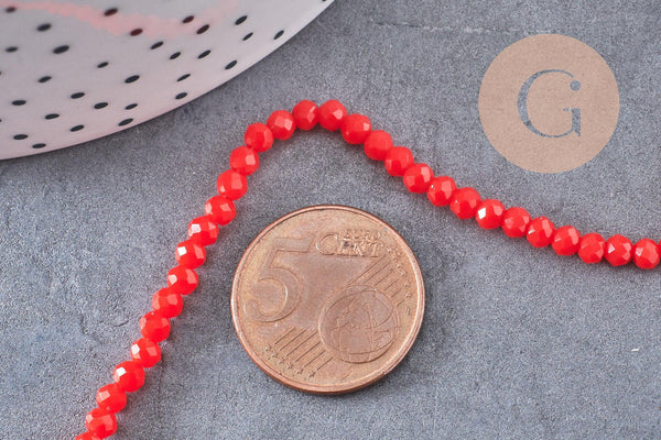 Perles rondelles verre transparente facettées 3.5x2.5mm, x1 fil de 32cm (G8262)