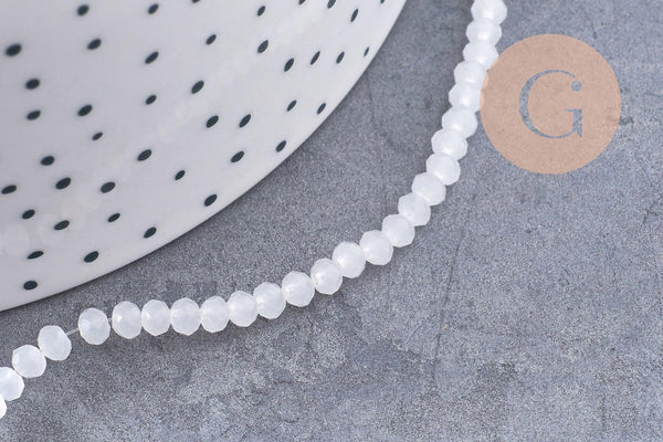 Perles rondelles verre transparente facettées 3.5x2.5mm, x1 fil de 32cm (G8262)