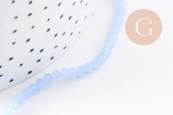 Perles rondelles verre transparente facettées 3.5x2.5mm, x1 fil de 32cm (G8262)