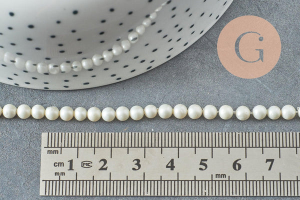 Perles rondes coquillage naturel blanche nacrées 4mm, x1 fil de 40cm (G10132)