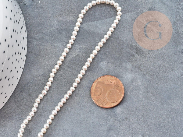 Perles rondes coquillage naturel blanche nacrées 4mm, x1 fil de 40cm (G9033)