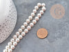 Perles rondes coquillage naturel blanche nacrées 8mm, x1 fil de 40cm (G9034)