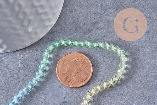 Perles rondes cristal à facette multicolore 4.5mm, x1 fil de 32cm (G10282)