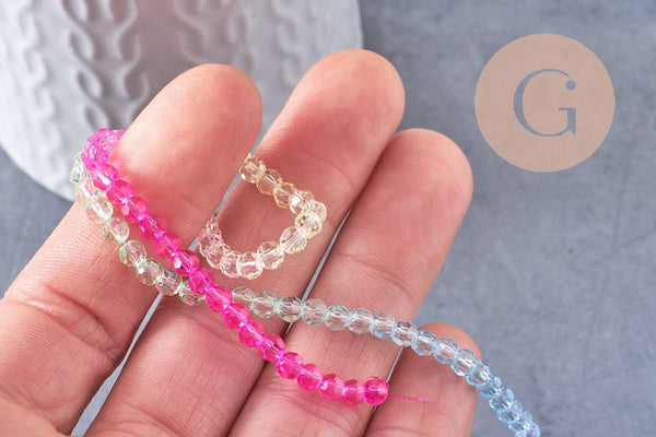 Perles rondes cristal à facette multicolore 4.5mm, x1 fil de 32cm (G10282)
