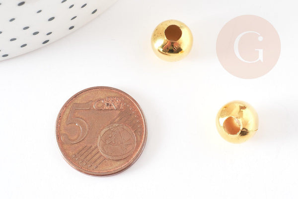 Perles rondes dorées intercalaires, perles dorées, apprêts dorés, diamètre 1cm, x10 (G1165)