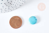 Perles rondes en howlite turquoise naturelle,perles pierre, howlite naturelle, 14 mm ,x5 (G1431)