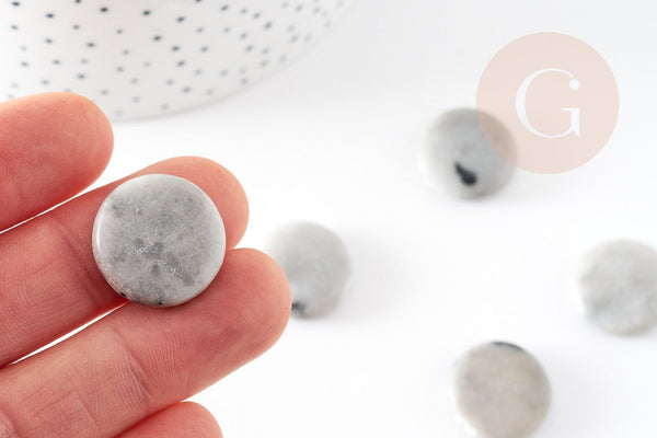 Perles rondes en jaspe gris, perles pierres, perles jaspe naturel,20mm, x5 (G1455)