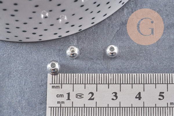 Perles rondes intercalaire acier 304 inoxydable argenté 6mm, x10 (G10854)