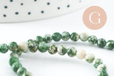 Perles jaspe vert naturel, jaspe bleuté, pierre naturelle, jaspe naturel, 4mm, fil de 38cm, x1 (G4071)