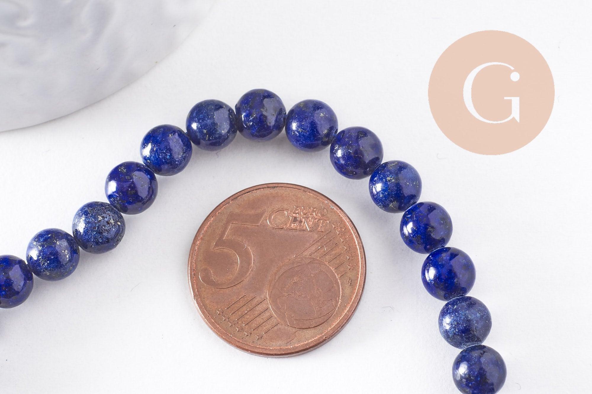 Perles rondes lapis lazuli naturel 6mm, x1 fil de 20cm (G4069)
